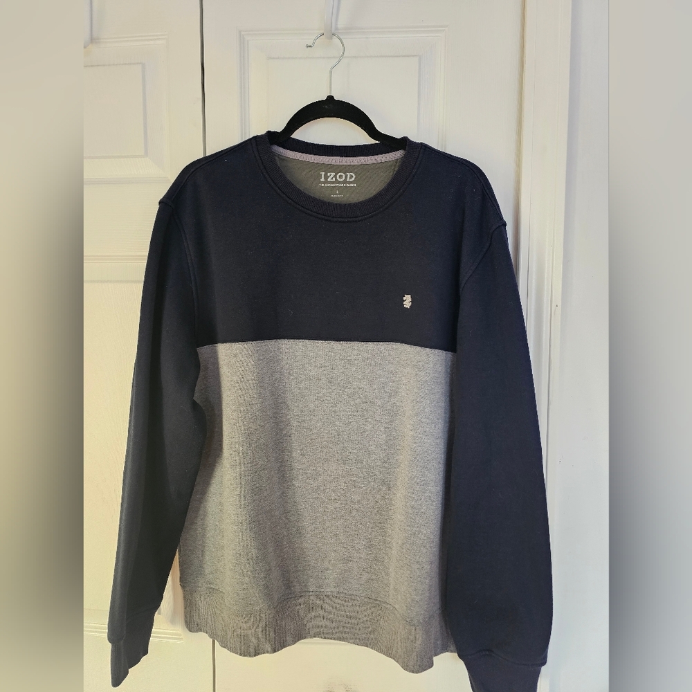 IZOD Men's Two-Tone Crewneck Advantage Fleece Sz Large